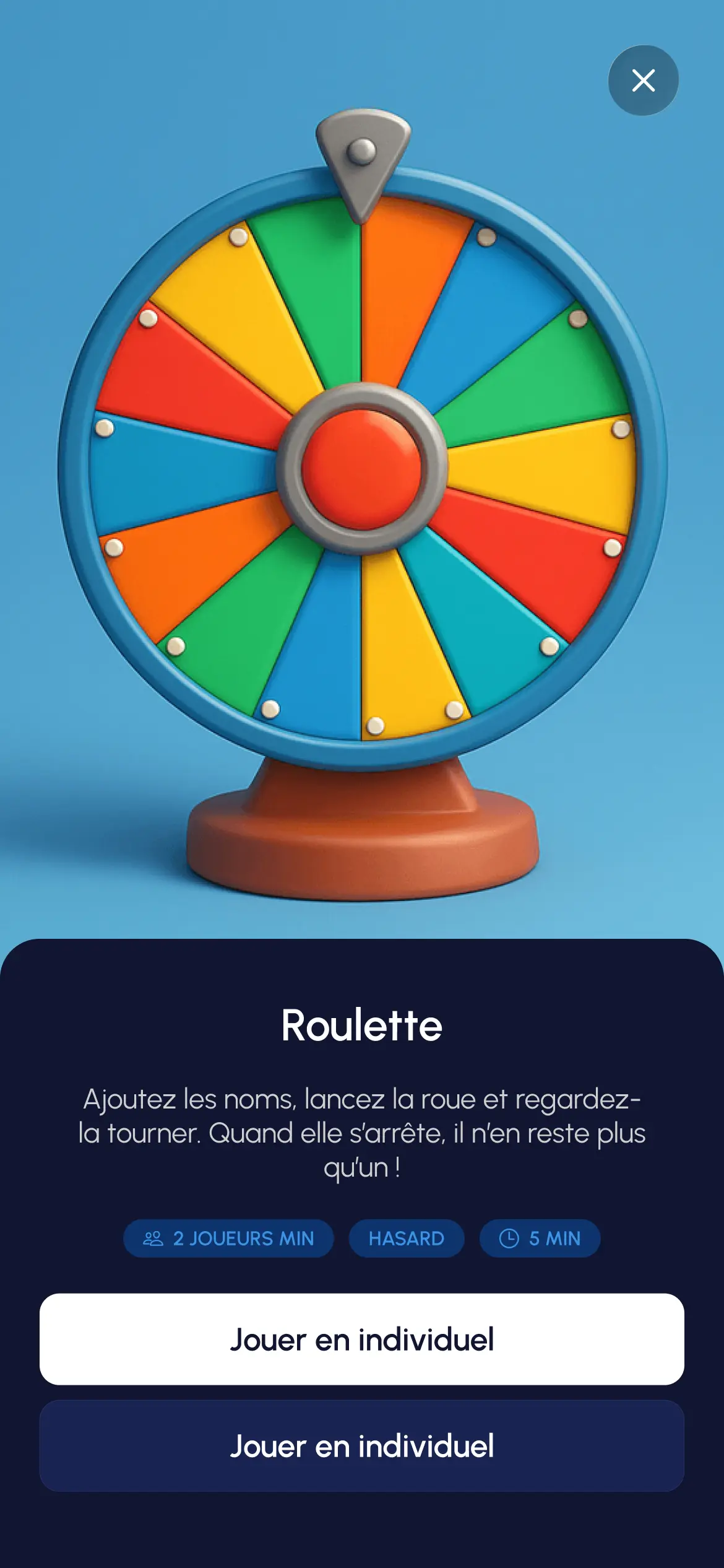 Onglet jeu roulette