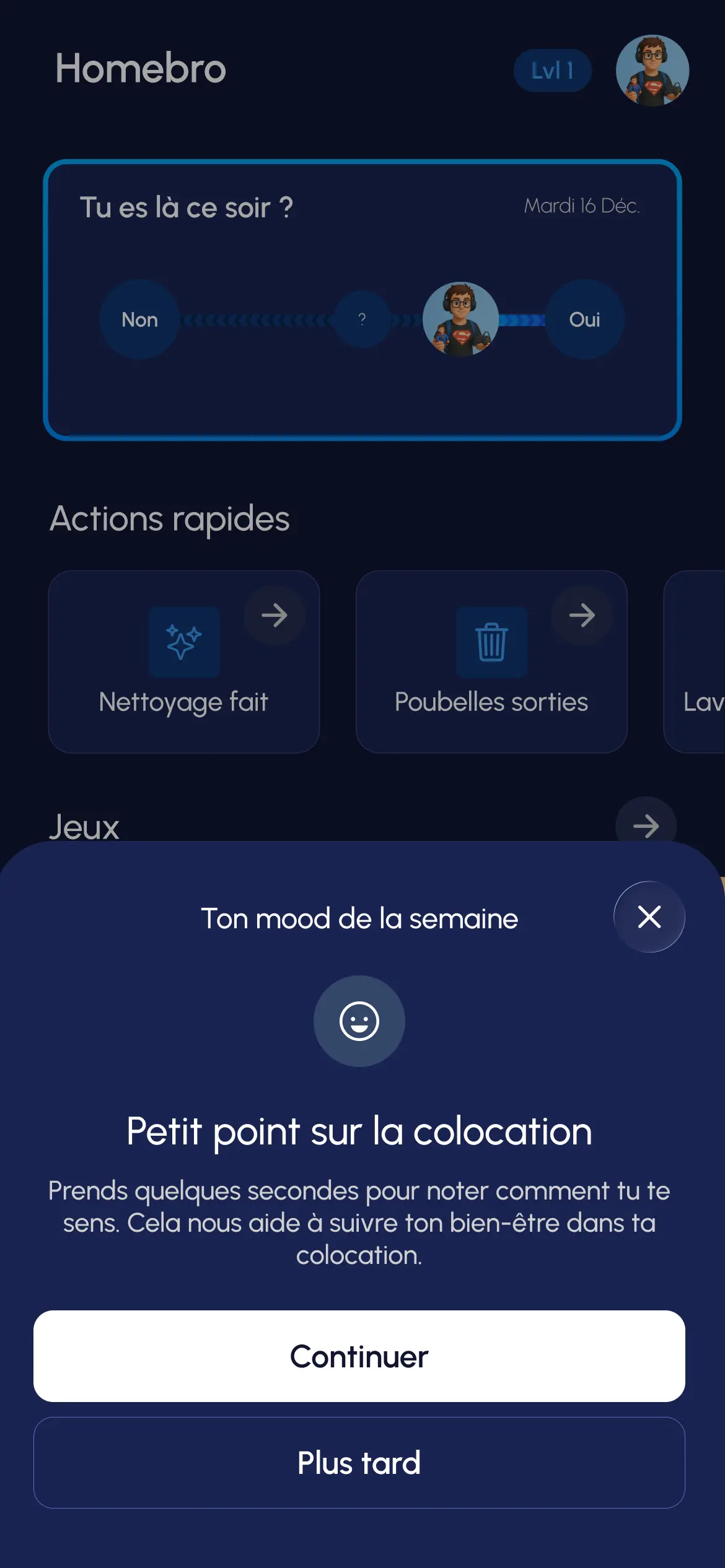 Onglet gamifications