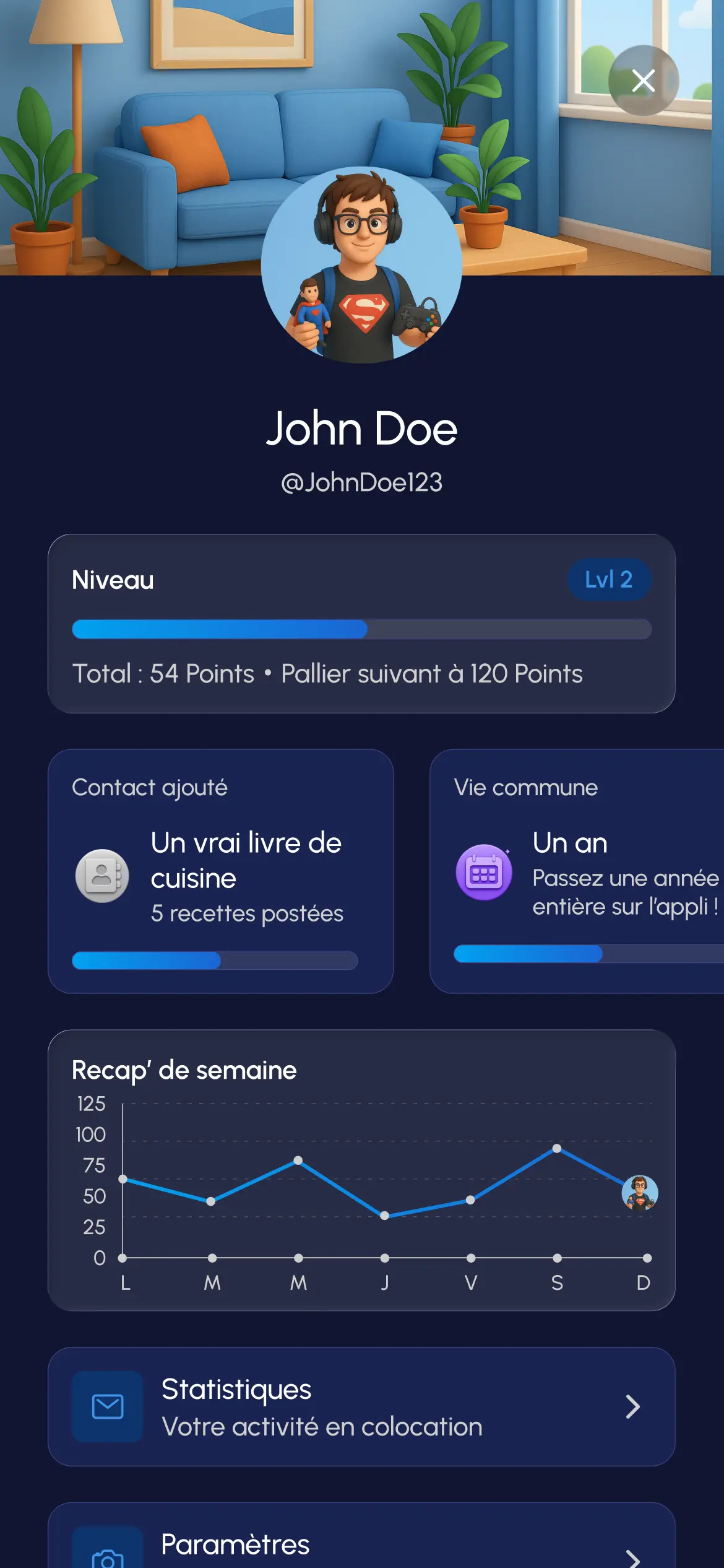 Page Compte - Application Homebro